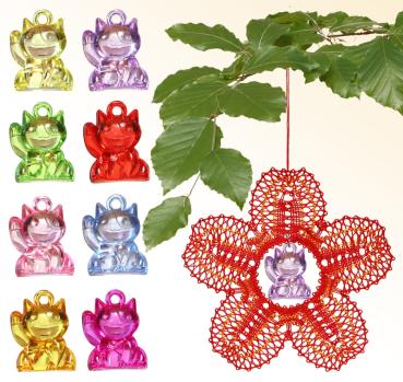 Preview: 600 Bastelset "Maneki Neko - Glückskatzen" - Kirschblüte mit 8 bunten Acryl-Glückskatzen